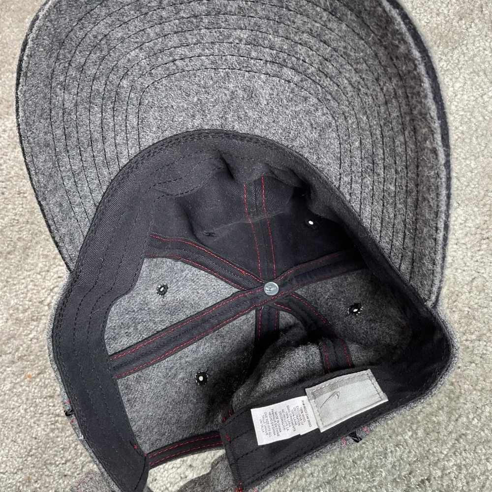 Nike Wool Baseball Cap Mens OSFM Grey Excellent‎ Red Embroidered Swoosh Hat